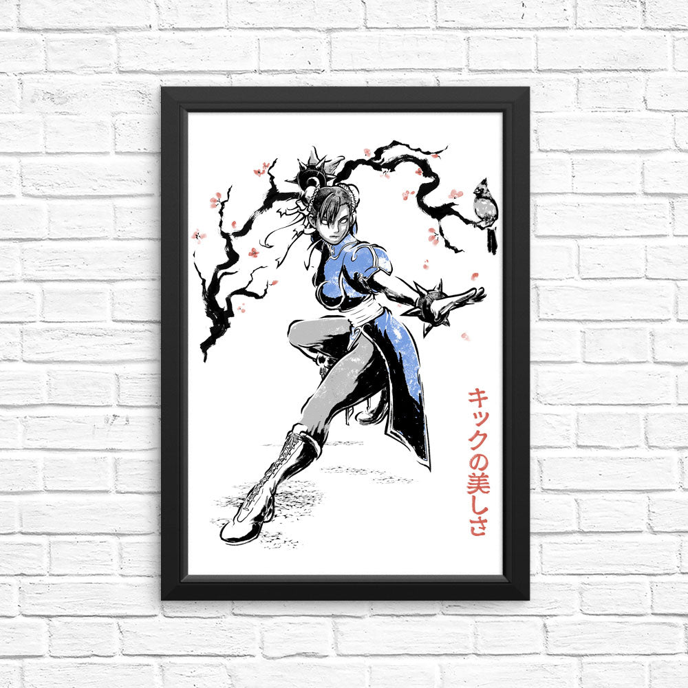 Kicking Beauty Sumi-e - Posters & Prints