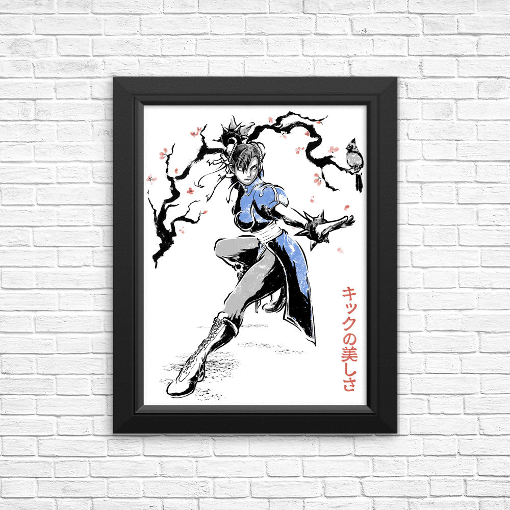 Kicking Beauty Sumi-e - Posters & Prints