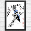 Kicking Beauty Sumi-e - Posters & Prints