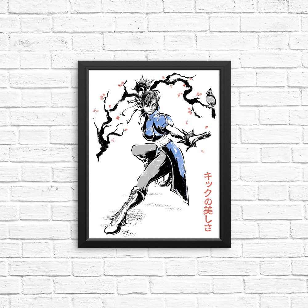 Kicking Beauty Sumi-e - Posters & Prints