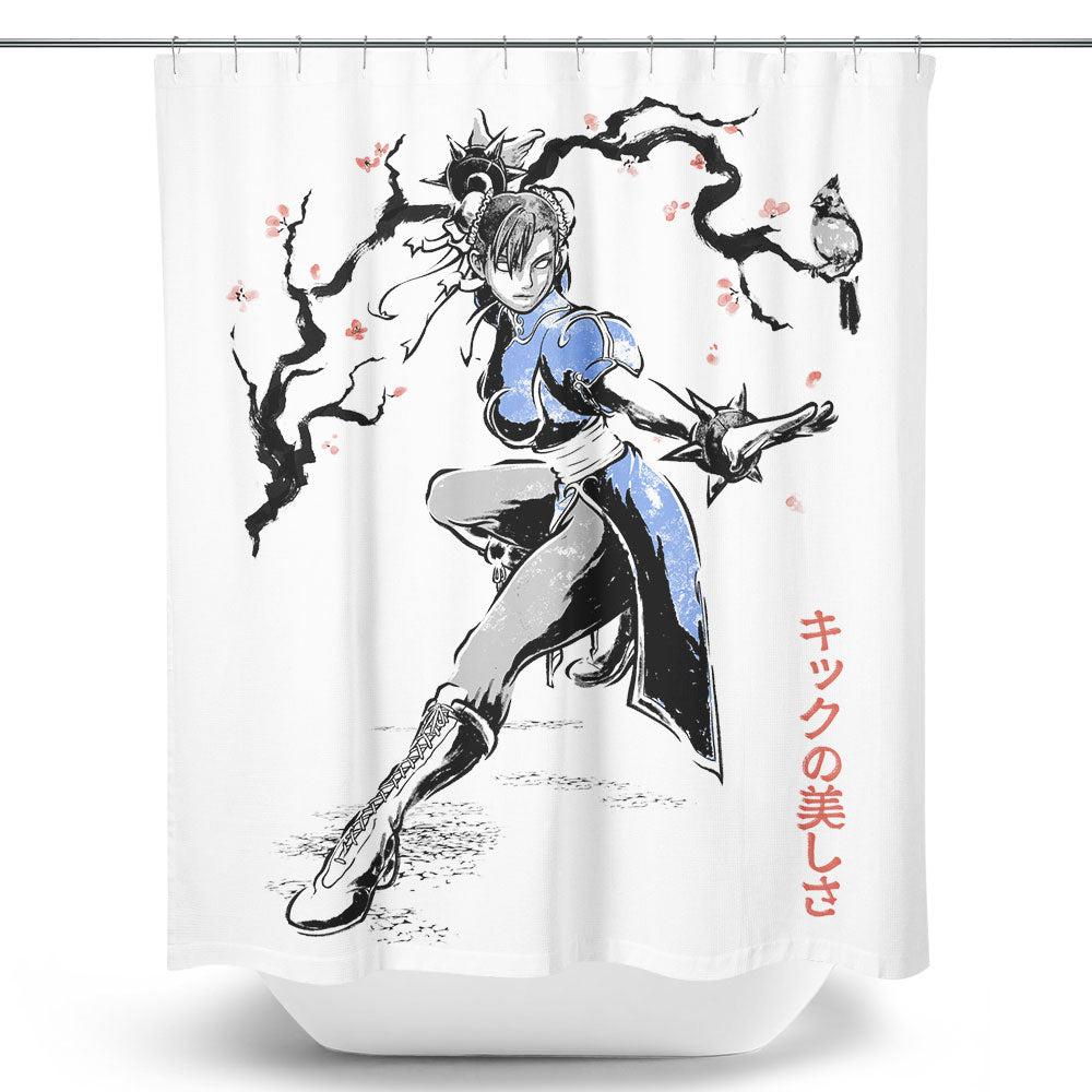 Kicking Beauty Sumi-e - Shower Curtain
