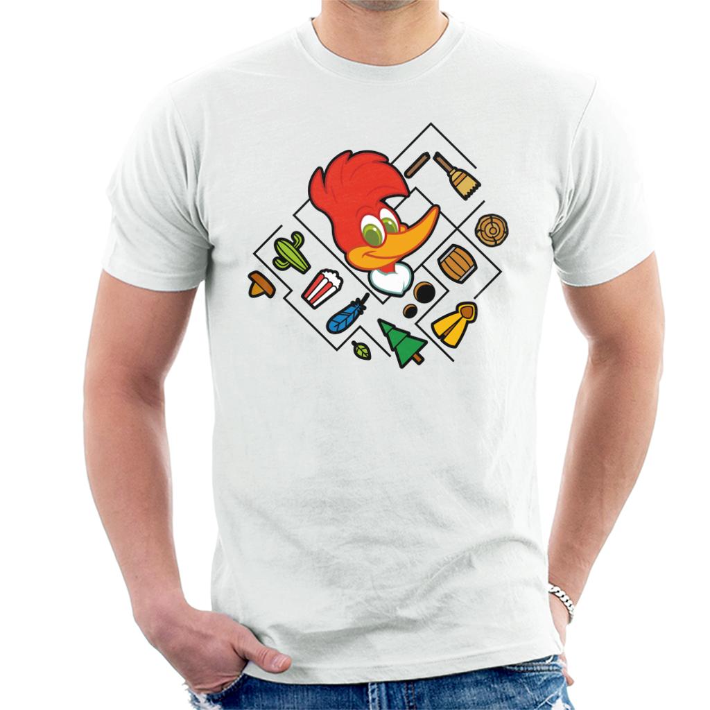Woody Woodpecker Character Head With Icons Men's T-Shirt product image 1