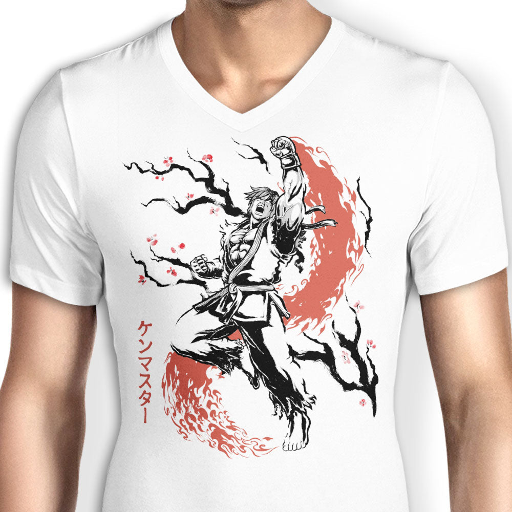 Scarlet Flame Sumi-e - Men's V-Neck product image 3