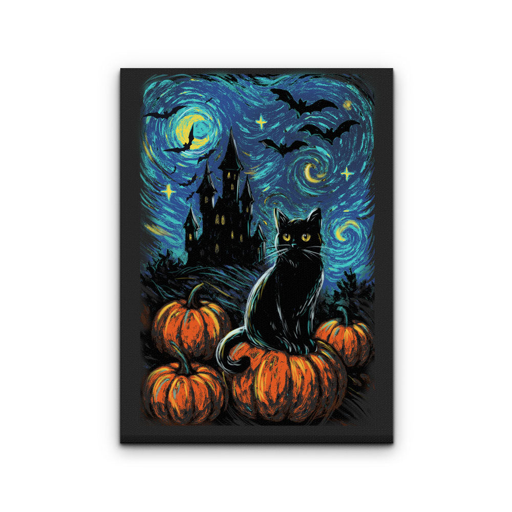 Starry Black Cat - Canvas Print