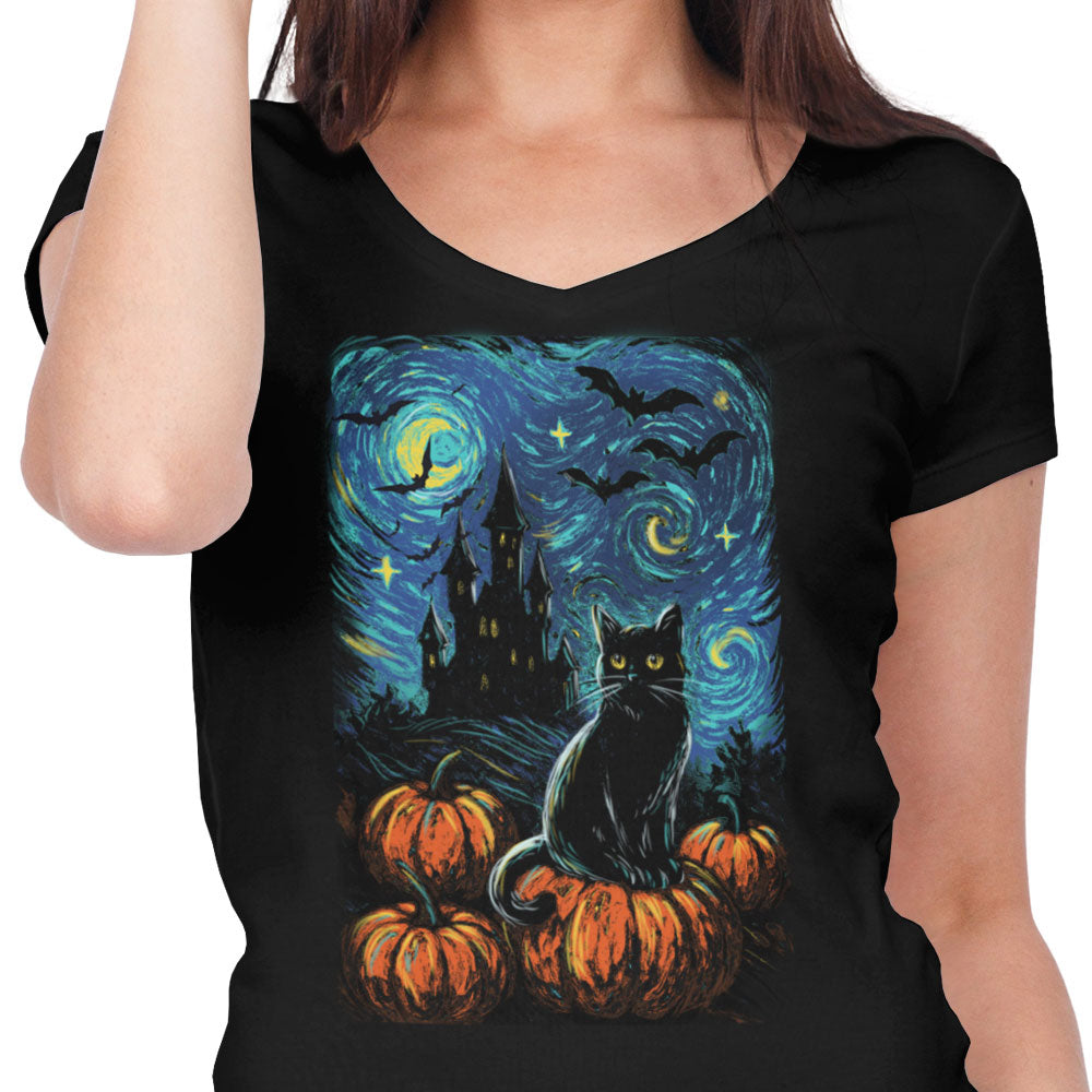 Starry Black Cat - Women's V-Neck product image 3