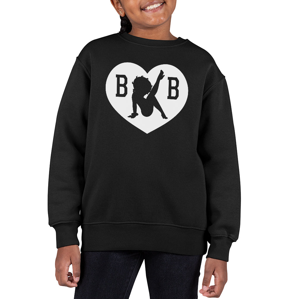 Betty Boop B B Love Heart Silhouette Kid's Sweatshirt product image 1